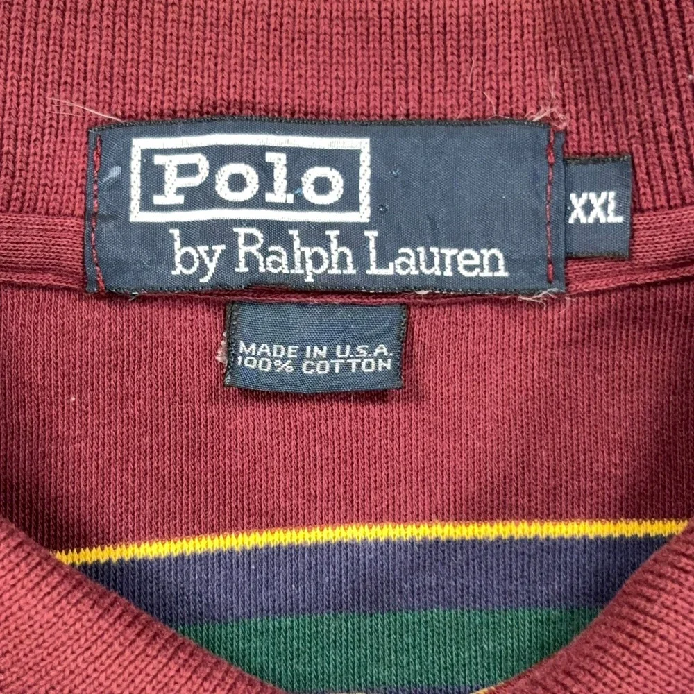 Vintage Polo Ralph Lauren Polo Shirt Mens XXL Red Striped Short Sleeve USA 90s